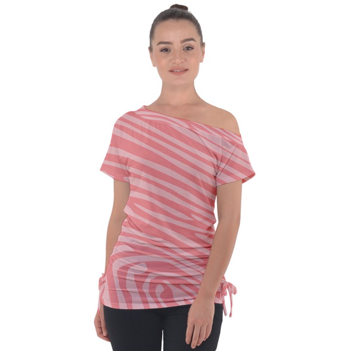 Pattern Texture Pink Tie-Up Tee