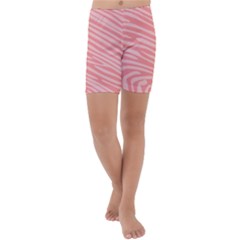 Pattern Texture Pink Kids  Lightweight Velour Capri Yoga Leggings