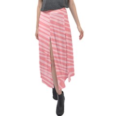 Pattern Texture Pink Velour Split Maxi Skirt by HermanTelo