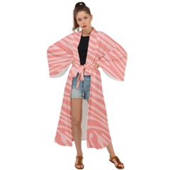 Pattern Texture Pink Maxi Kimono