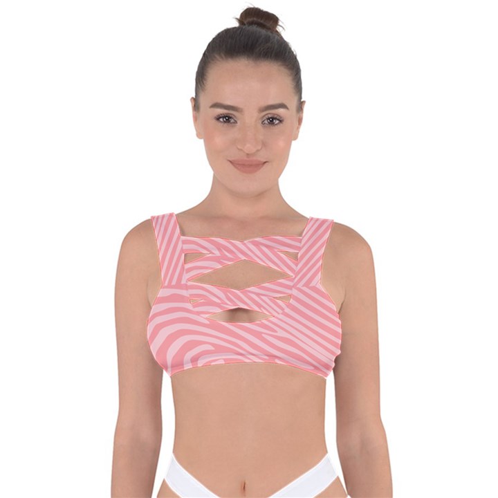 Pattern Texture Pink Bandaged Up Bikini Top