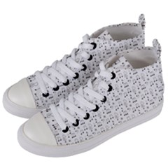 Music Notes Background Wallpaper Women s Mid-top Canvas Sneakers