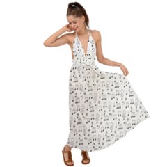 Music Notes Background Wallpaper Backless Maxi Beach Dress