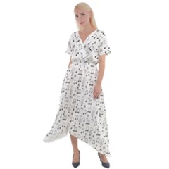 Music Notes Background Wallpaper Cross Front Sharkbite Hem Maxi Dress