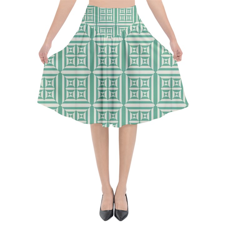 Background Digital Texture Flared Midi Skirt