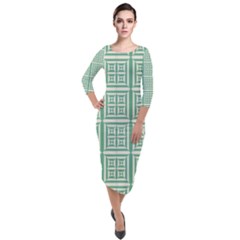 Background Digital Texture Quarter Sleeve Midi Velour Bodycon Dress by HermanTelo