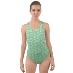 Background Polka Green Cut-out Back One Piece Swimsuit