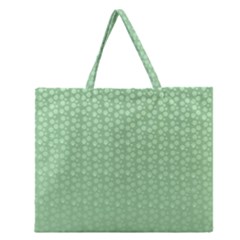 Background Polka Green Zipper Large Tote Bag