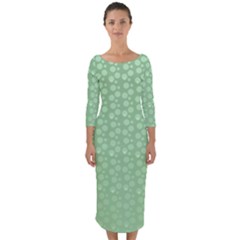 Background Polka Green Quarter Sleeve Midi Bodycon Dress