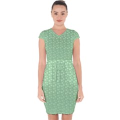 Background Polka Green Capsleeve Drawstring Dress  by HermanTelo