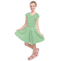 Background Polka Green Kids  Short Sleeve Dress