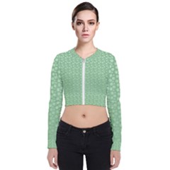 Background Polka Green Long Sleeve Zip Up Bomber Jacket by HermanTelo