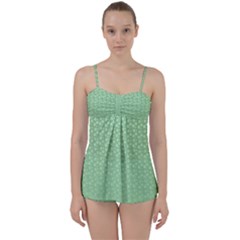 Background Polka Green Babydoll Tankini Set