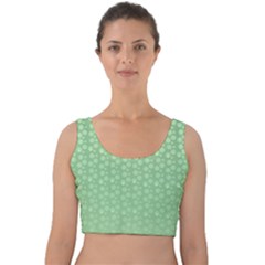 Background Polka Green Velvet Crop Top by HermanTelo