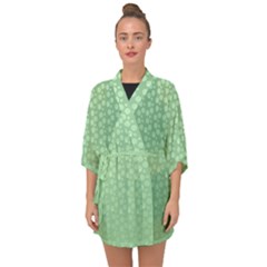 Background Polka Green Half Sleeve Chiffon Kimono by HermanTelo