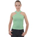 Background Polka Green Cross Neck Velour Top View1