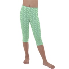 Background Polka Green Kids  Lightweight Velour Capri Leggings 