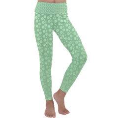 Background Polka Green Kids  Lightweight Velour Classic Yoga Leggings