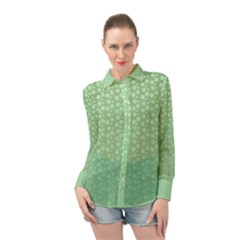 Background Polka Green Long Sleeve Chiffon Shirt