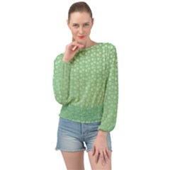 Background Polka Green Banded Bottom Chiffon Top