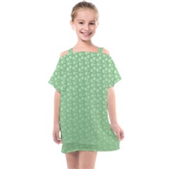 Background Polka Green Kids  One Piece Chiffon Dress