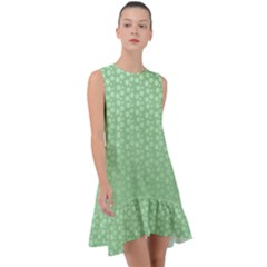 Background Polka Green Frill Swing Dress by HermanTelo