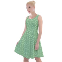 Background Polka Green Knee Length Skater Dress