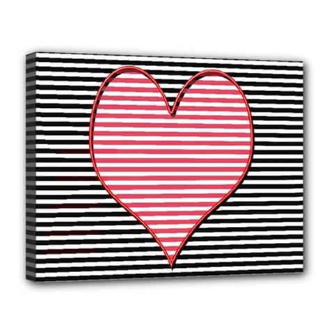 Heart Stripes Symbol Striped Canvas 14  X 11  (stretched)