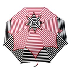 Heart Stripes Symbol Striped Folding Umbrellas