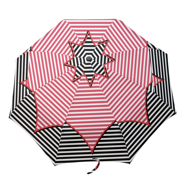 Heart Stripes Symbol Striped Folding Umbrellas