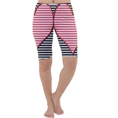 Heart Stripes Symbol Striped Cropped Leggings  by HermanTelo