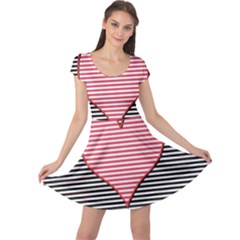 Heart Stripes Symbol Striped Cap Sleeve Dress by HermanTelo