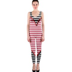 Heart Stripes Symbol Striped One Piece Catsuit