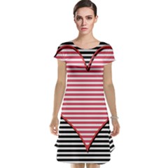 Heart Stripes Symbol Striped Cap Sleeve Nightdress