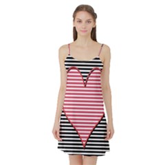 Heart Stripes Symbol Striped Satin Night Slip by HermanTelo