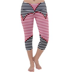 Heart Stripes Symbol Striped Capri Yoga Leggings