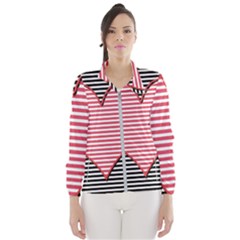 Heart Stripes Symbol Striped Women s Windbreaker