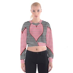 Heart Stripes Symbol Striped Cropped Sweatshirt