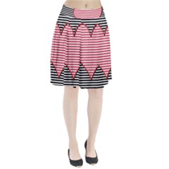 Heart Stripes Symbol Striped Pleated Skirt by HermanTelo