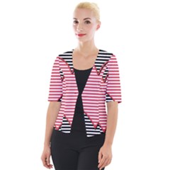 Heart Stripes Symbol Striped Cropped Button Cardigan