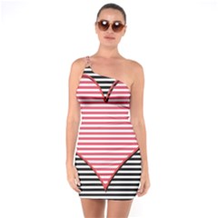 Heart Stripes Symbol Striped One Soulder Bodycon Dress by HermanTelo