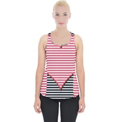 Heart Stripes Symbol Striped Piece Up Tank Top