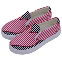 Heart Stripes Symbol Striped Kids  Canvas Slip Ons