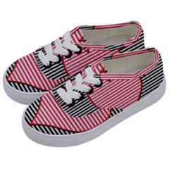 Heart Stripes Symbol Striped Kids  Classic Low Top Sneakers by HermanTelo