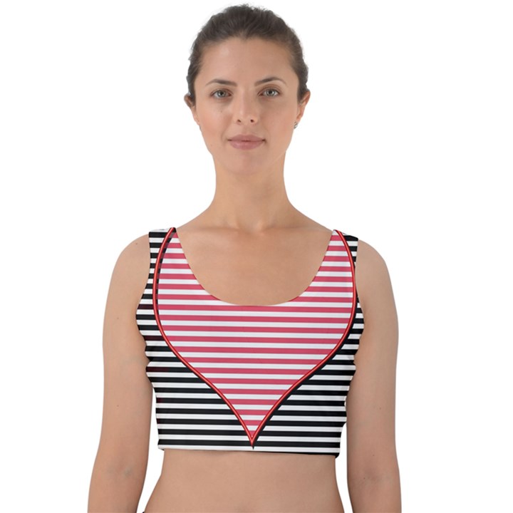 Heart Stripes Symbol Striped Velvet Crop Top