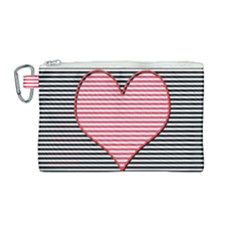 Heart Stripes Symbol Striped Canvas Cosmetic Bag (medium) by HermanTelo