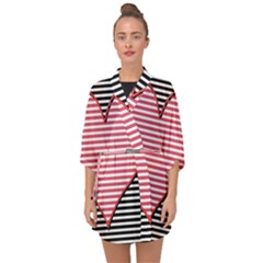 Heart Stripes Symbol Striped Half Sleeve Chiffon Kimono