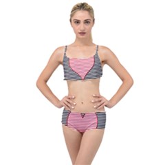 Heart Stripes Symbol Striped Layered Top Bikini Set by HermanTelo