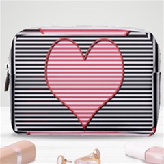 Heart Stripes Symbol Striped Make Up Pouch (medium) by HermanTelo