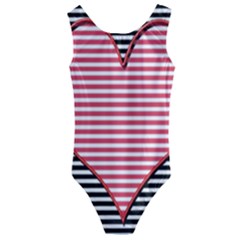 Heart Stripes Symbol Striped Kids  Cut-out Back One Piece Swimsuit